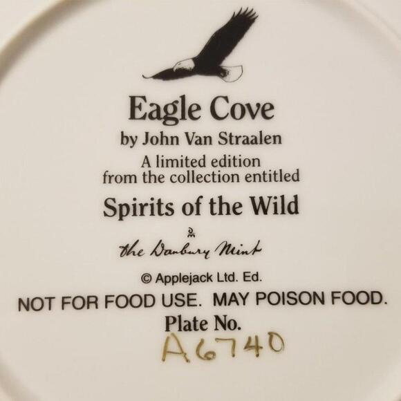 3/$25 The Danbury Mint- Spirits of The Wild "Eagle Cove" Plate #A6740 - Picture 3 of 4